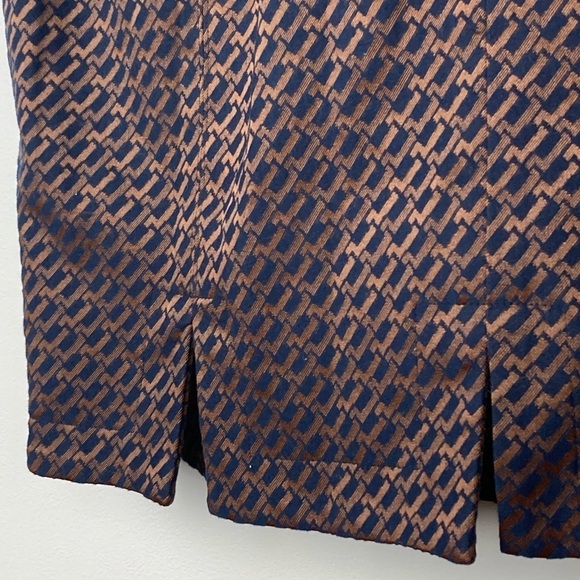 JULIANNA COLLEZIONE Blue/Tan Pencil Skirt with Petal Hem - Picture 9 of 16